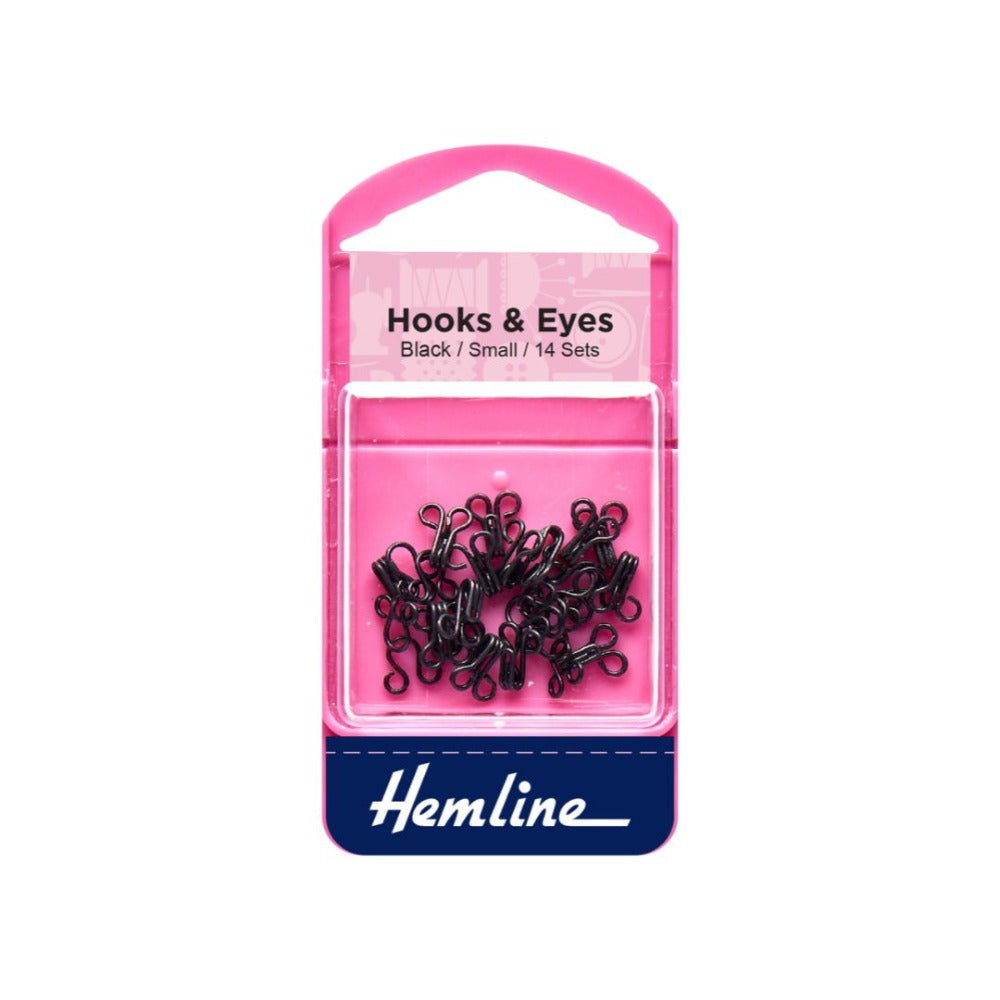 Hemline Hook and Eyes Black Size 1
