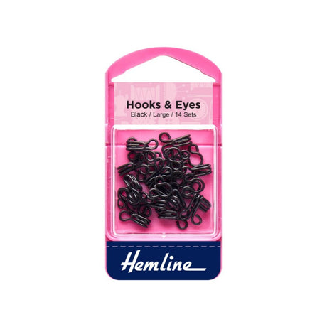 Hemline Hook and Eyes Black Size 3