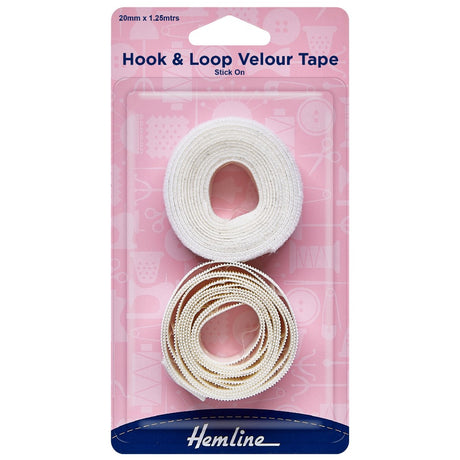 Hemline Hook and Loop Self Adhesive Tape White