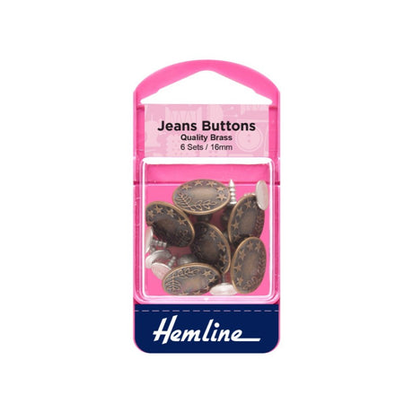 Hemline Jean Buttons Pack of 6 Sets