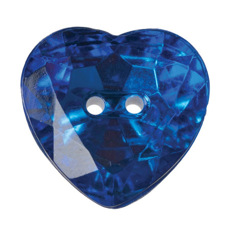 Hemline Large Heart Button Blue