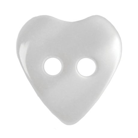 Hemline Medium Heart Buttons White Pack of 17