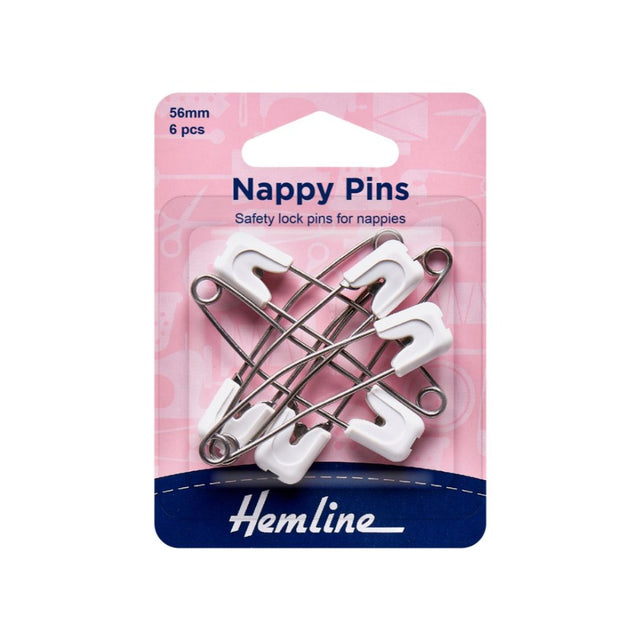 Hemline Nappy Pins 56 mm Pack of 6