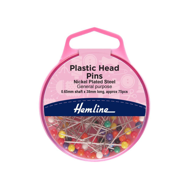 Hemline Plastic Head Nickel Pins