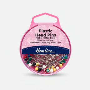 Hemline Plastic Headed Pins Pack of 75