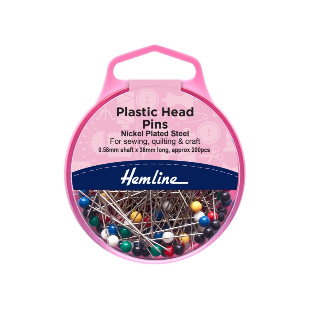 Hemline Plastic Headed Pins Pack of 200