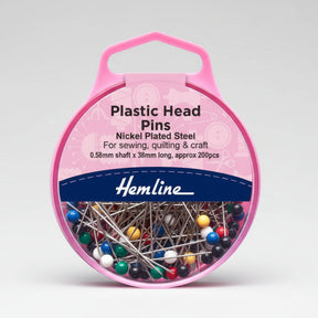 Hemline Plastic Headed Pins Pack of 200