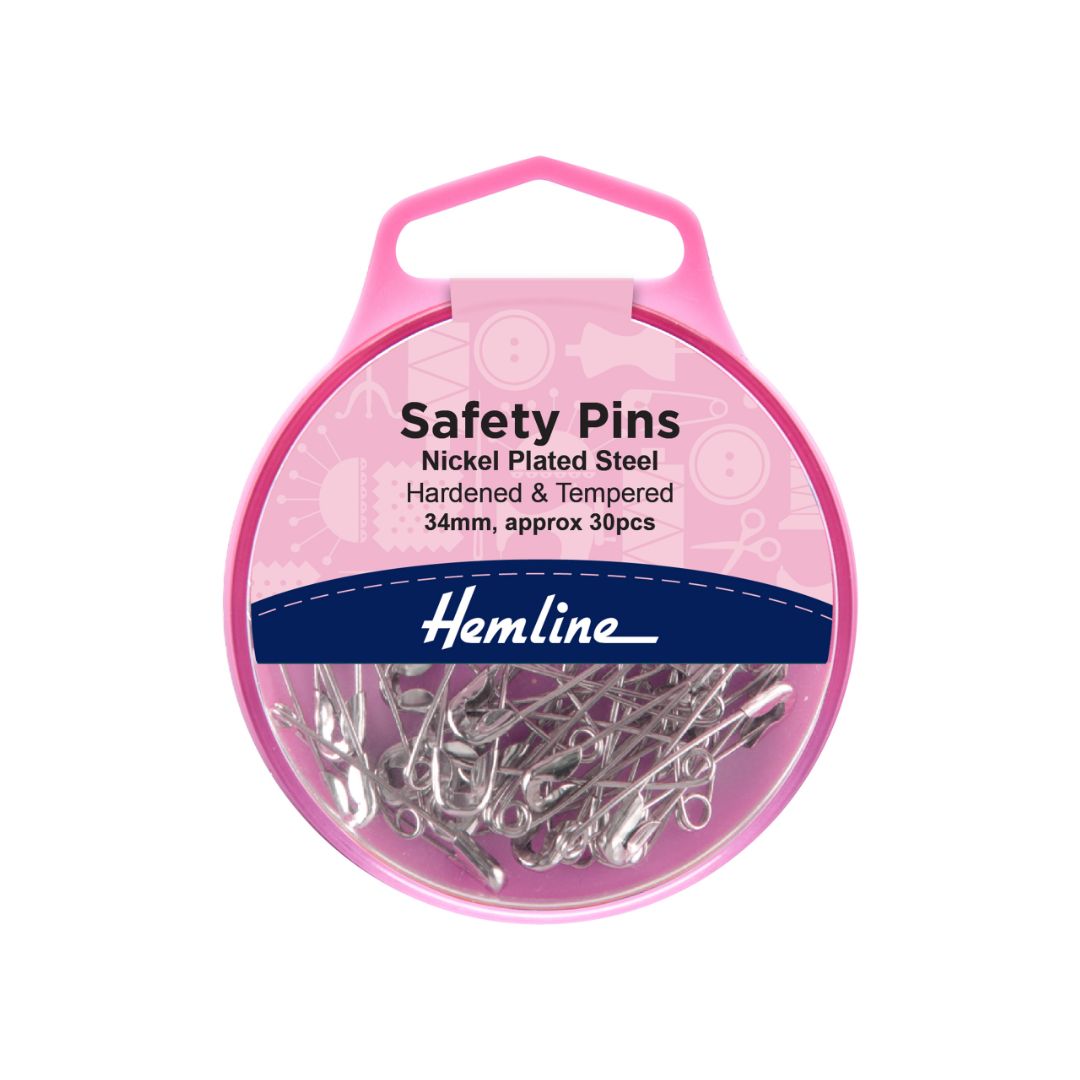 Hemline Safety Pins 34 mm Pack of 30