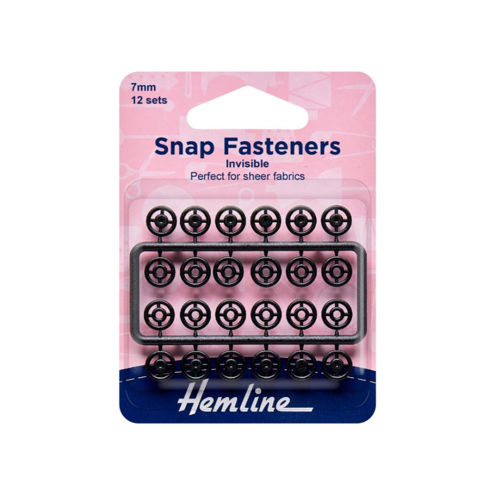 Hemline Sew on Black Invisible Snap Fasteners