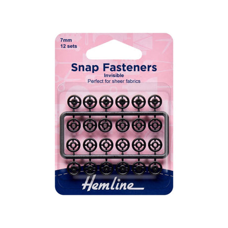 Hemline Sew on Black Invisible Snap Fasteners