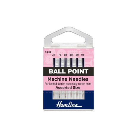 Hemline Sewing Machine Needles Ball Point Pack of 6