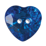 Hemline Sparkly Heart Buttons Blue