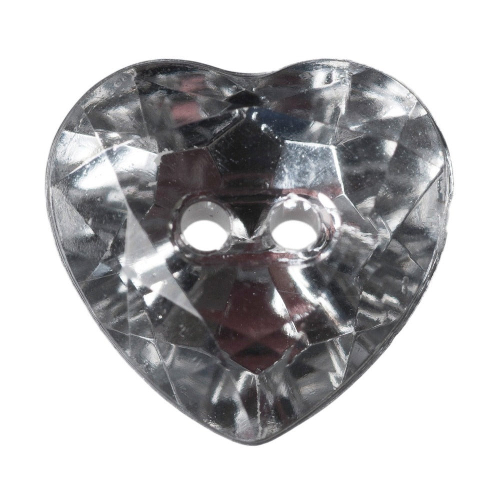 Hemline Sparkly Heart Buttons Clear