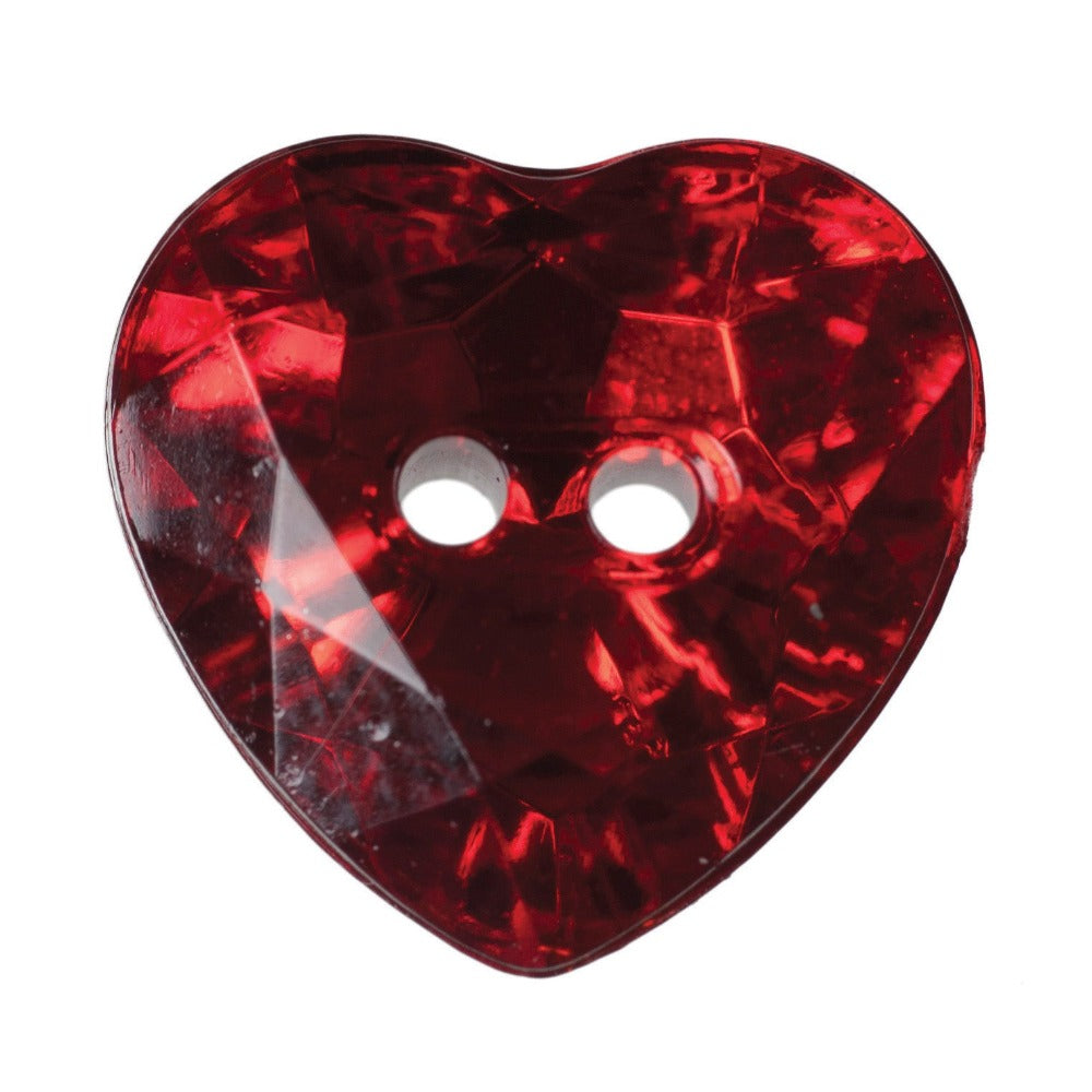 Hemline Sparkly Heart Buttons Red