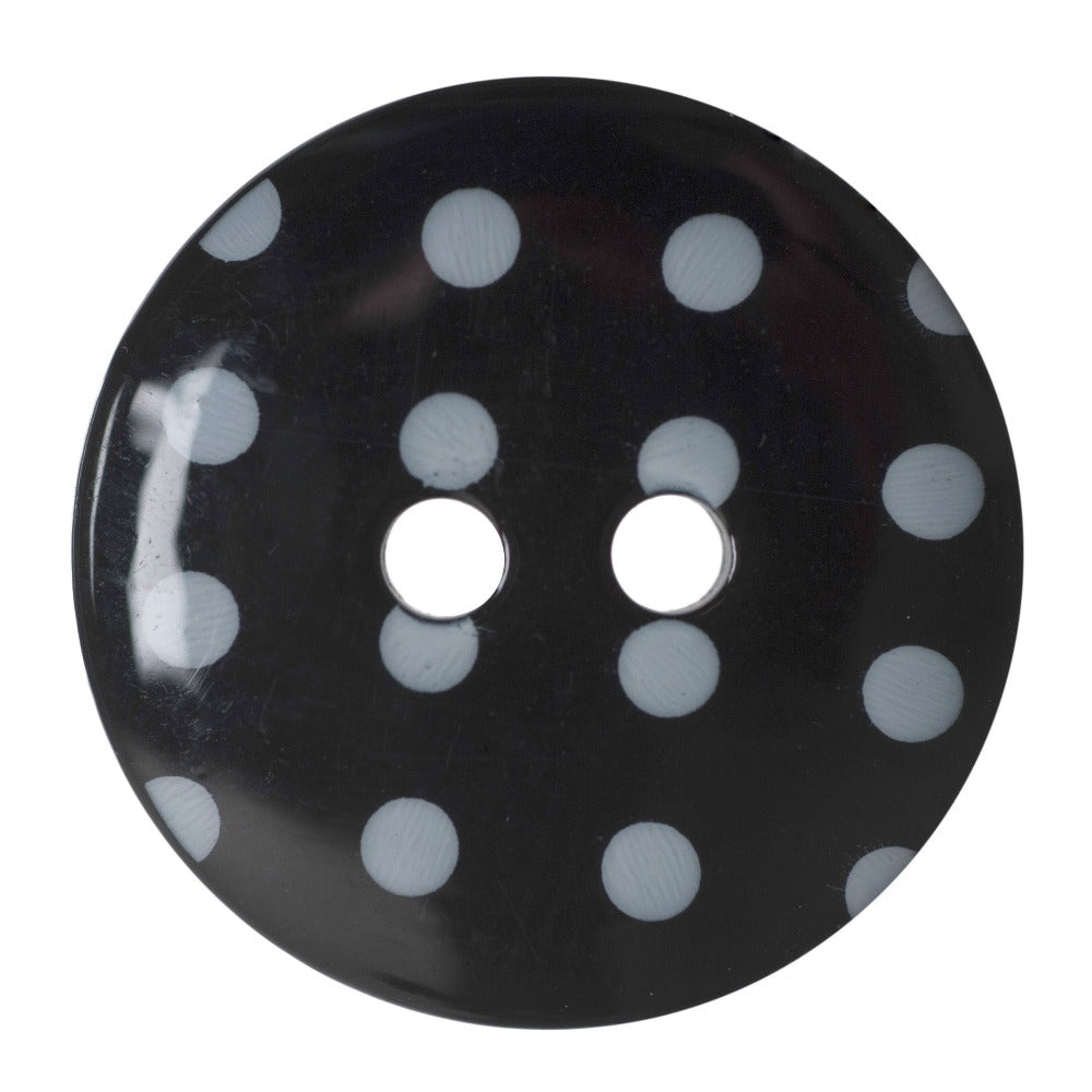 Hemline Spotty Buttons Black