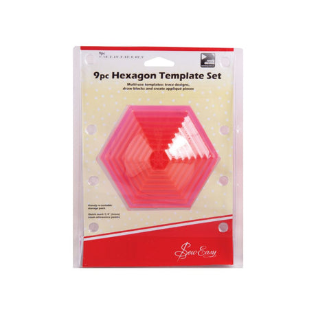 Hexagon Template for Patchwork Set of 9