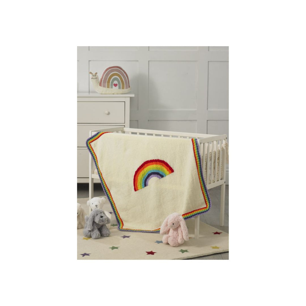 James C Brett Rainbow Baby Blanket Knitting Pattern JB906
