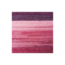 A square fabric or yarn swatch with horizontal stripes in shades of purple and pink, centered on a plain white background.