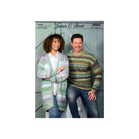 James C Brett Chunky Knitting Pattern JB961 - Sweater and Cardigan