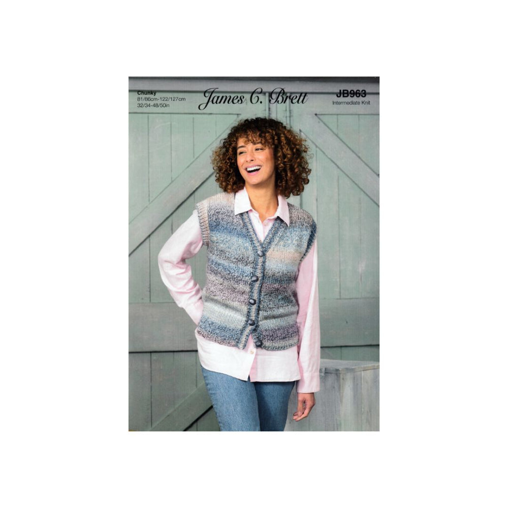 James C Brett Chunky Waistcoat Knitting Pattern JB962