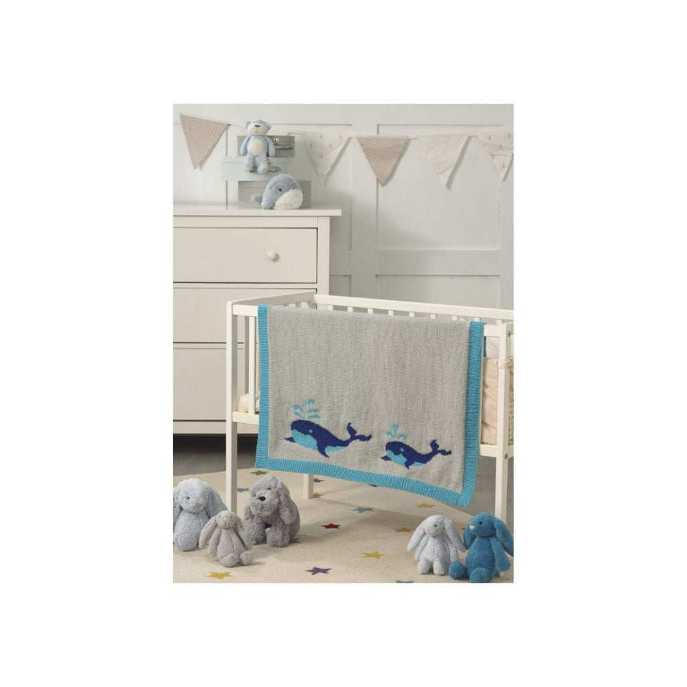 James C Brett Whale Baby Blanket Knitting Pattern JB909