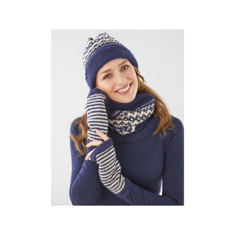 King Cole 4 Ply Hat, Cowl and Wristwarmers Knitting Pattern 6334