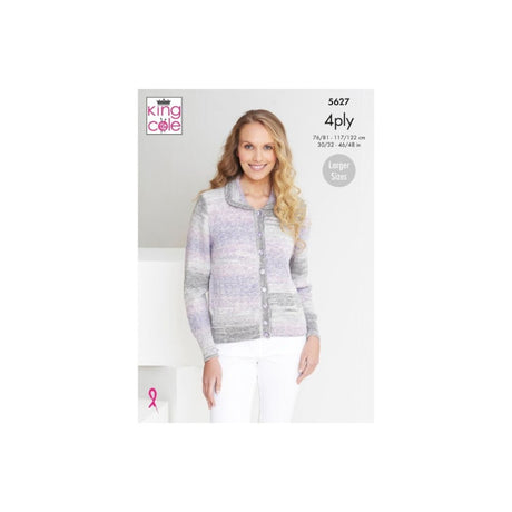 King Cole Ladies 4 Ply Cardigan Knitting Pattern 5627