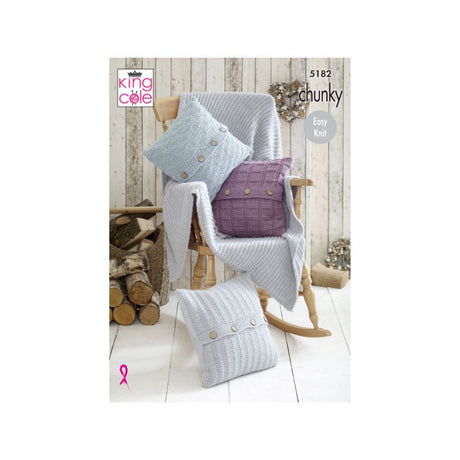 King Cole Cushion and Blanket Chunky Knitting Pattern 5182