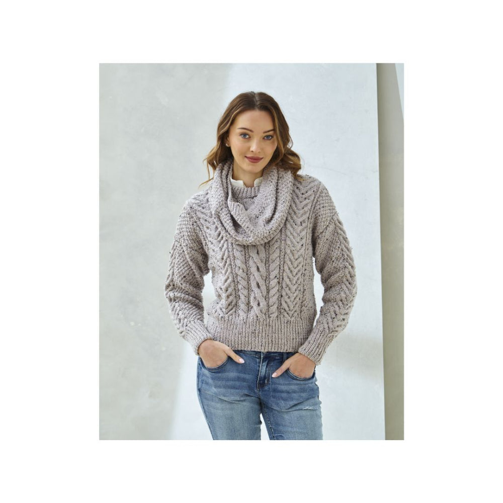 King Cole Aran Sweater and Cowl Knitting Pattern 6502