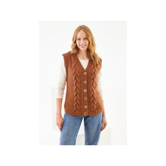 King Cole Aran Waistcoat Knitting Pattern 6426