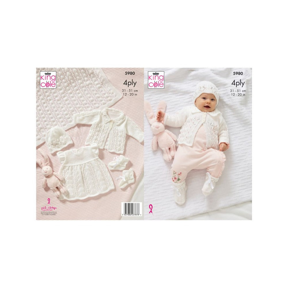 King Cole Baby 4 Ply Knitting Pattern 5980