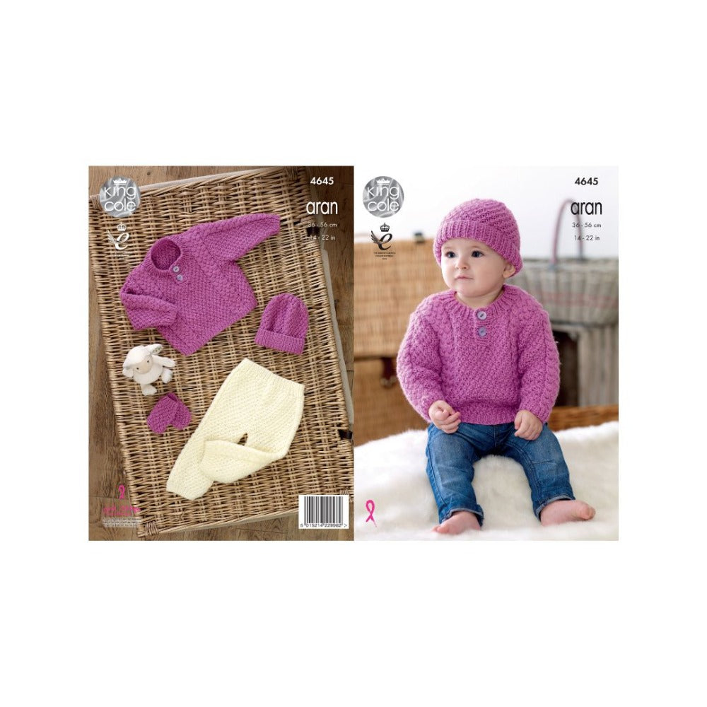 King Cole Baby Aran Knitting Pattern 4645