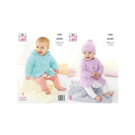 King Cole Baby Aran Knitting Pattern 5620