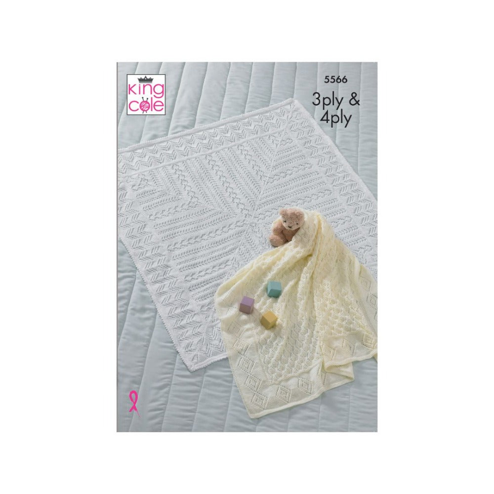 King Cole Baby Blanket 4 Ply Knitting Pattern 5566