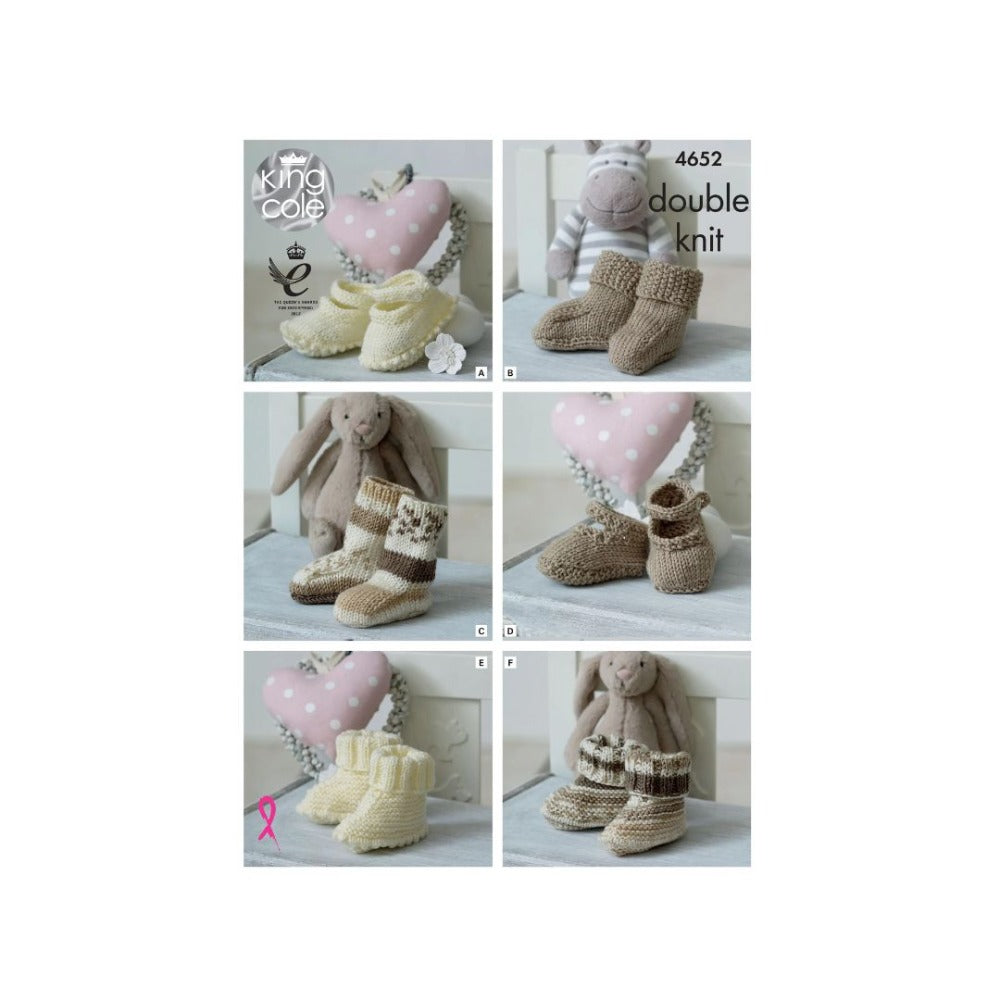 King Cole Baby Bootees Knitting Pattern 4652