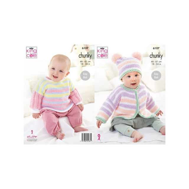 King Cole Baby Chunky Knitting Pattern 6107