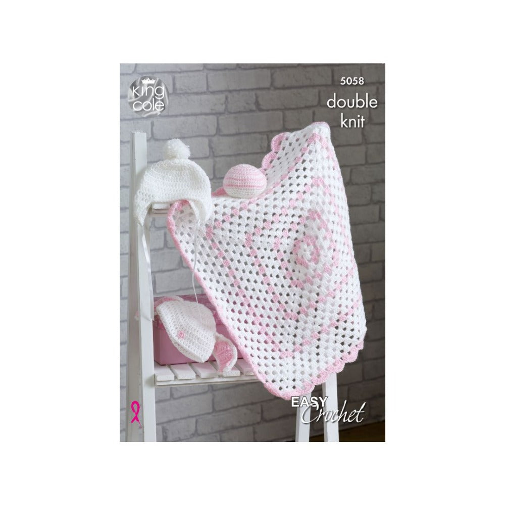 King Cole Baby Crochet Blanket Pattern 5058