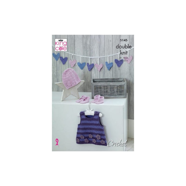 King Cole Baby Dress and Hat Crochet Pattern 5145