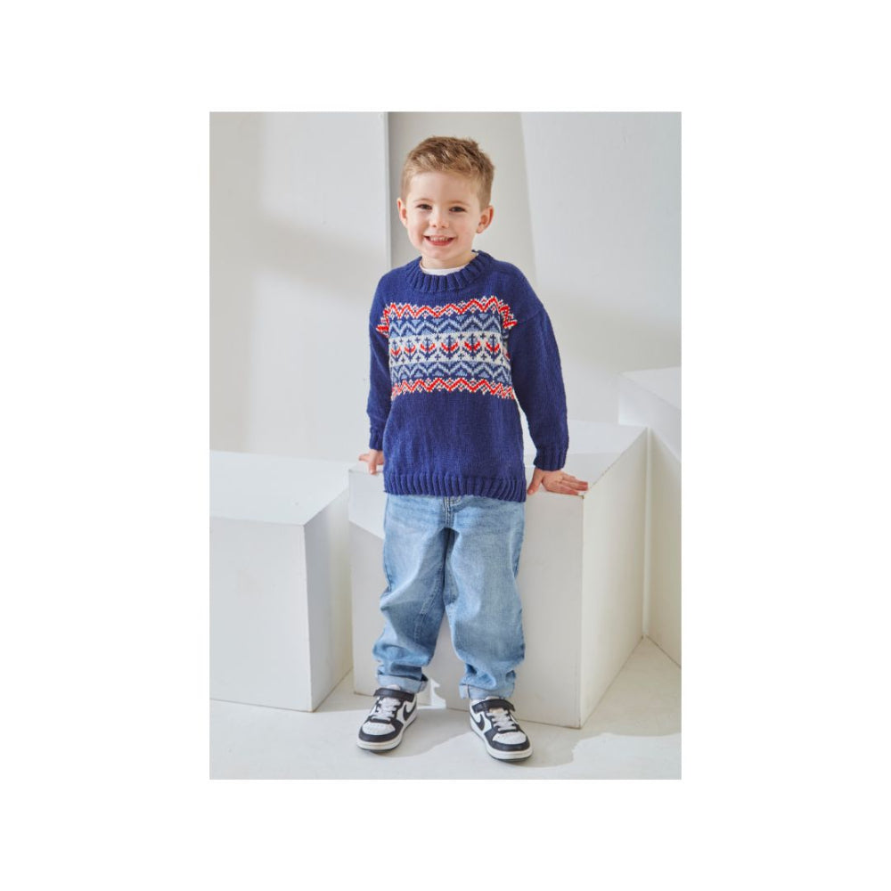 King Cole Boys 4 Ply Sweater Knitting Pattern 6516