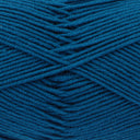 A close-up of textured blue yarn wound in diagonal layers, showing the twisted plies and fabric-like surface.