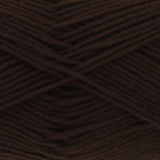 A close-up of dark brown yarn strands arranged in a crisscross pattern, showing the texture and colour of the fibre