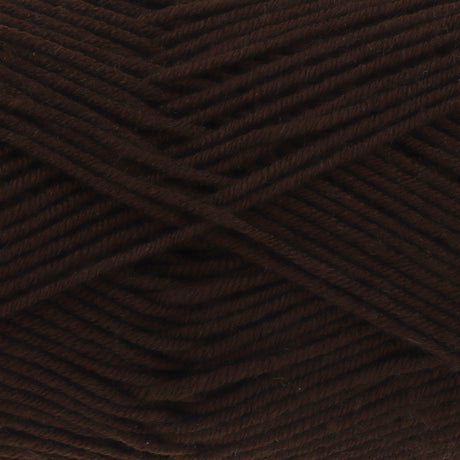 A close-up of dark brown yarn strands arranged in a crisscross pattern, showing the texture and colour of the fibre