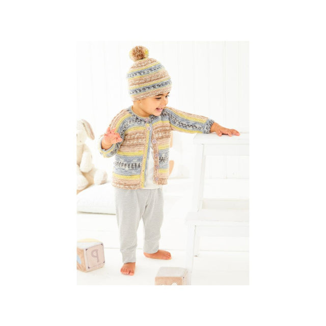 King Cole Childs Cardigan and Hat DK Knitting Pattern 6462