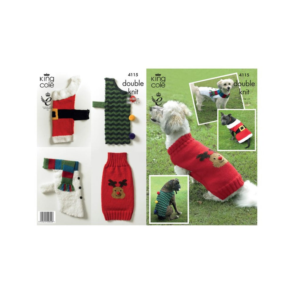 King Cole Christmas Dog Coat Knitting Pattern 4115