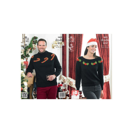 King Cole Christmas Jumper Knitting Pattern 3809