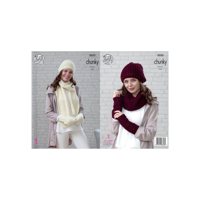 King Cole Chunky Accessory Knitting Pattern 5035
