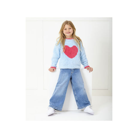 King Cole Kids Chunky Heart Sweater Knitting Pattern 6392