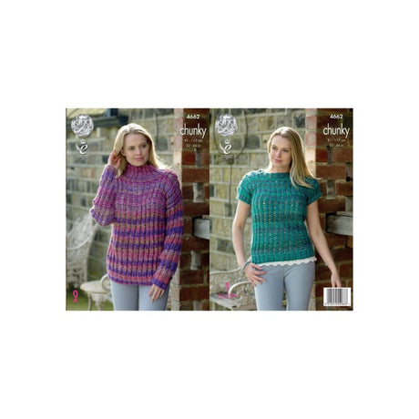King Cole Ladies Chunky Jumper Knitting Pattern 4662