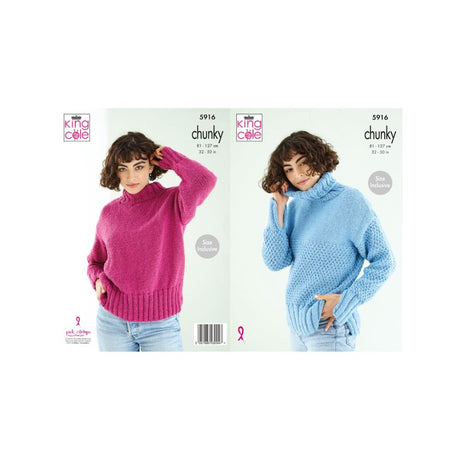 King Cole Ladies Chunky Jumper Knitting Pattern 5916