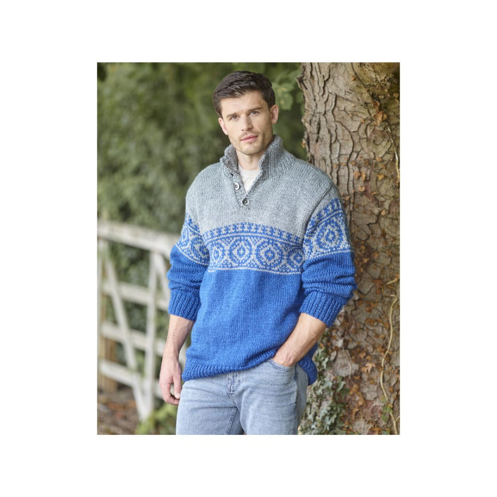King Cole Chunky Men's Sweater Knitting Pattern 6414
